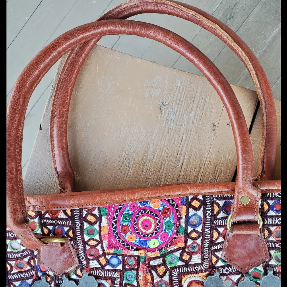 Artisan Banjara zari Boho Embroidered bag Handmade Patchwork Repurposed